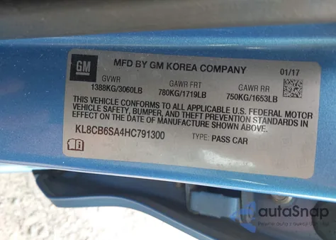 2017 Chevrolet Spark Ls Cvt from USA, damaged, VIN KL8CB6SA4HC791300